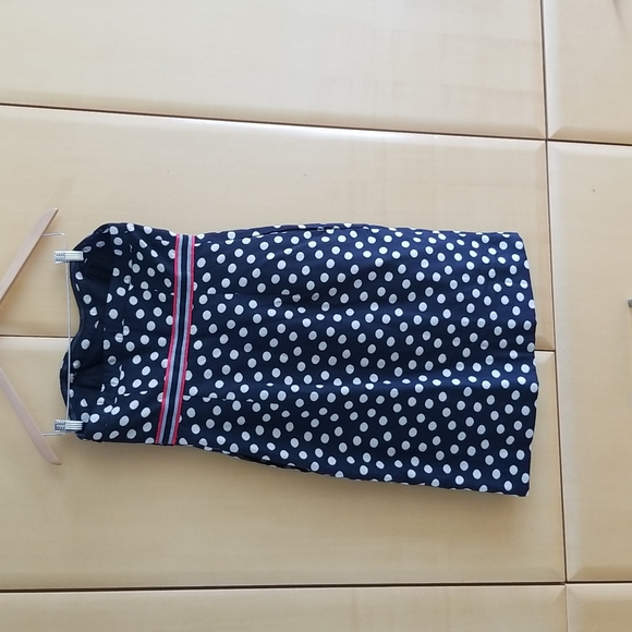 Anthropologie (Maeve) Polka Dot Side Zip Strapless Dress Sz 8 - Picture 2 of 8
